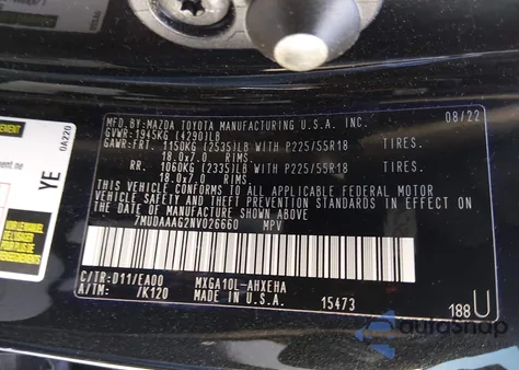 2022 Toyota Corolla Cross Xle z USA, uszkodzony, nr VIN 7MUDAAAG2NV026660